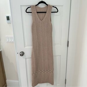 Sleeveless Beige Knit Dress